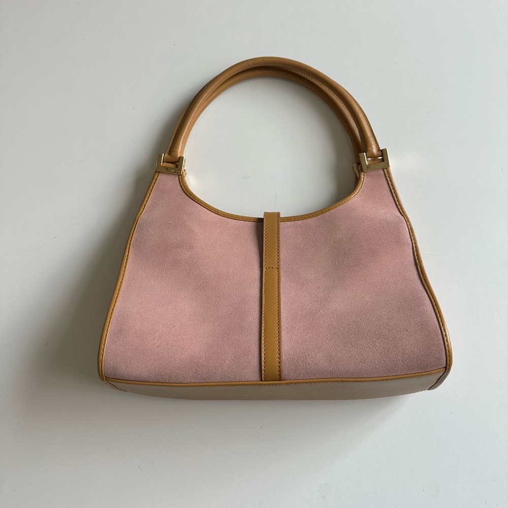 Vintage Y2K Gucci Bardot Jackie Purse Bag Pink Suede Blush Tan - Picture 2 of 15